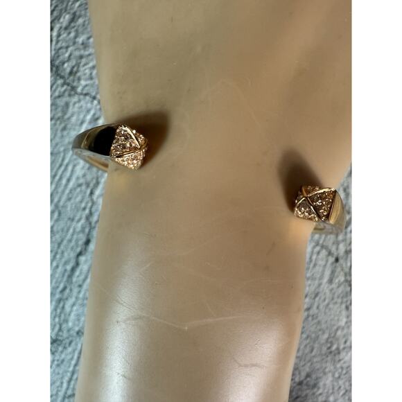 Michael Kors Open Cuff Bangle Pave Crystals Rose Gold Bracelet - Picture 2 of 9